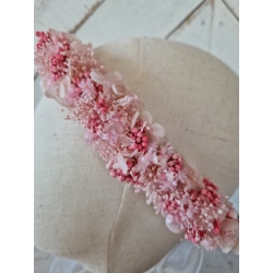 Wianek komunijny na głowę stabilizowana drobna gipsówka Malinowa Chmurka